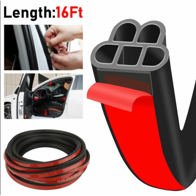 5M L-Shape Auto Car Door Trunk Seal Strip Rubber Weather Strip Edge Universal  Car Silence Scheme Rubber Seal Strip Shape Soundproof Bumper strip car interior door accessories