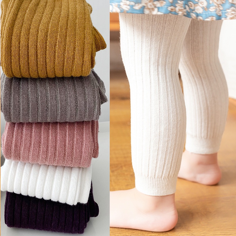 0-6Y Spring Autumn Baby Kids Leggings for Girl Double Needle Combed Cotton Ribbed Legging Baby Soft Knitted Pant for Boy Clothes