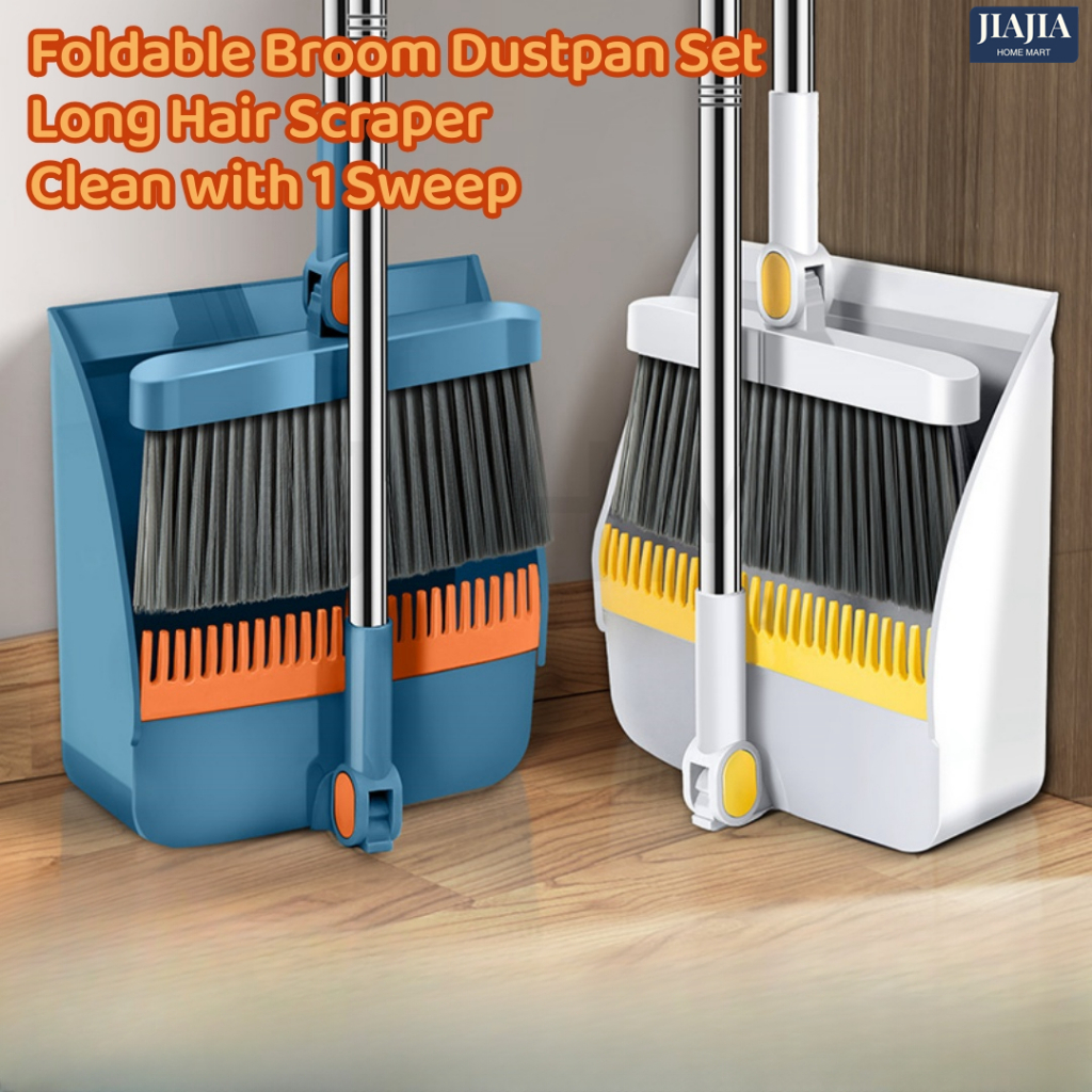SG Seller READY STOCK Rotatable Broom and Wind Proof Dust Pan with Broom Comb Broom Set Non-Stick Broom Magic Wiper Set