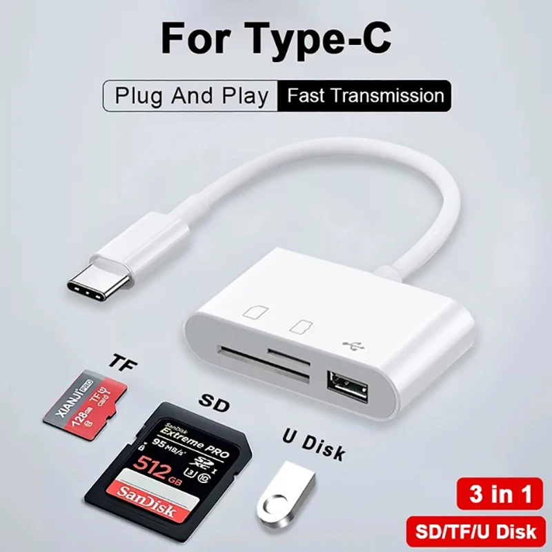 Elough Type C Adapter Tf Cf Sd Memory Card Reader Usb C Card Adapter For Macbook Samsung Otg Writer Compact Flash